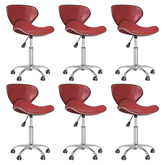 vidaXL Obrotowe krzesła stołowe, 6 szt, winna czerwień, sztuczna skóra vidaXL