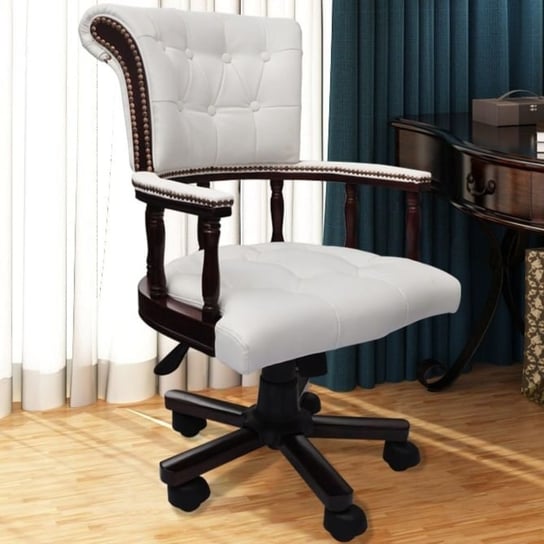 vidaXL Obrotowe krzesło biurowe, białe vidaXL