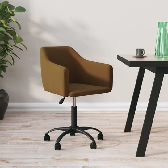 Vidaxl obrotowe krzesło biurowe, brązowe, tapicerowane aksamitem vidaXL