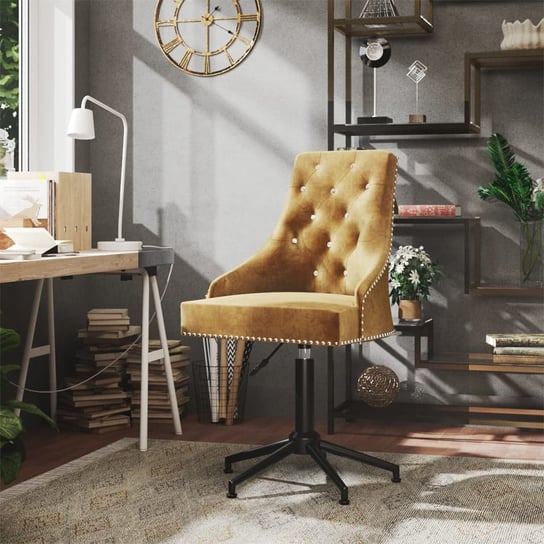 vidaXL Obrotowe krzesło biurowe, brązowe, tapicerowane aksamitem vidaXL