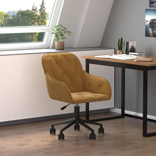 Vidaxl obrotowe krzesło biurowe, brązowe, tapicerowane aksamitem vidaXL