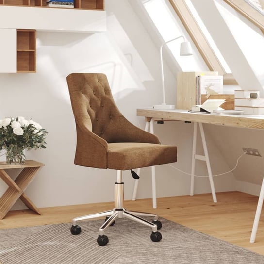 vidaXL Obrotowe krzesło biurowe, brązowe, tapicerowane tkaniną vidaXL