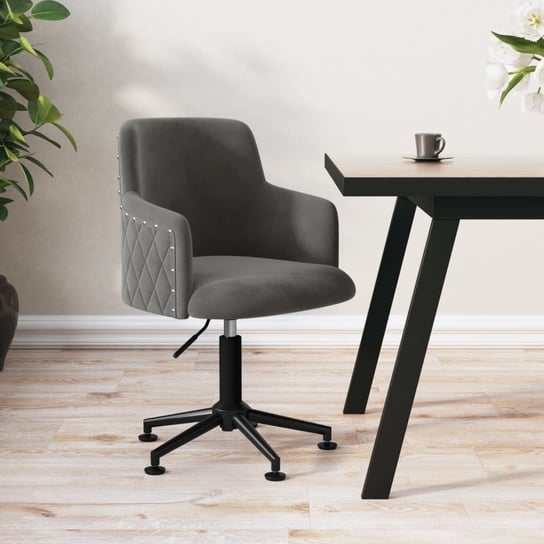 vidaXL Obrotowe krzesło biurowe, ciemnoszare, tapicerowane aksamitem vidaXL