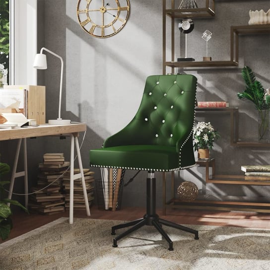 vidaXL Obrotowe krzesło biurowe, ciemnozielone, tapicerowane aksamitem vidaXL