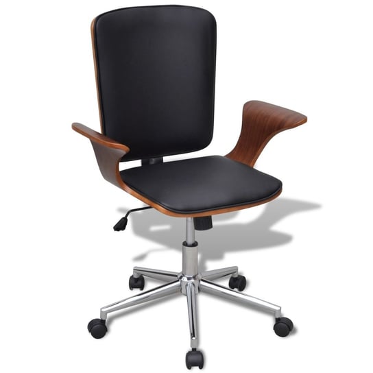 vidaXL Obrotowe krzesło biurowe, gięte drewno i skóra ekologiczna vidaXL