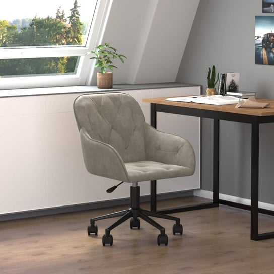Vidaxl obrotowe krzesło biurowe, jasnoszare, tapicerowane aksamitem vidaXL