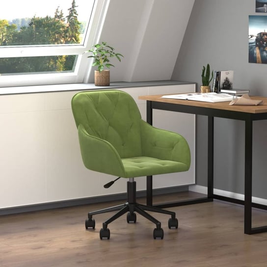 Vidaxl obrotowe krzesło biurowe, jasnozielone, obite aksamitem vidaXL
