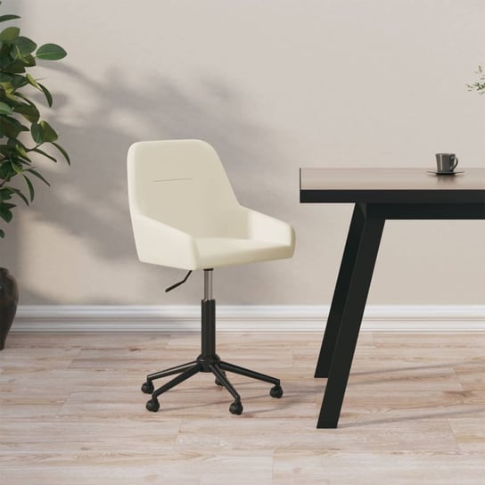 vidaXL Obrotowe krzesło biurowe, kremowe, tapicerowane aksamitem vidaXL