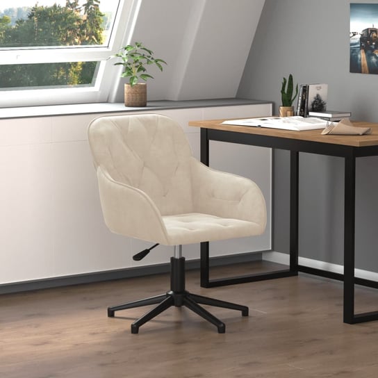 Vidaxl obrotowe krzesło biurowe, kremowe, tapicerowane aksamitem vidaXL