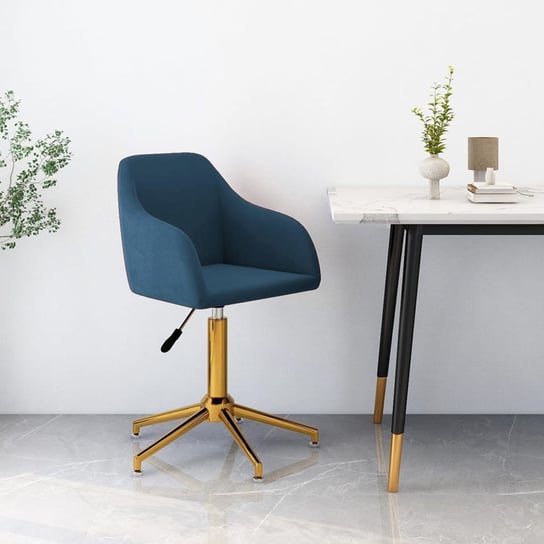 vidaXL Obrotowe krzesło biurowe, niebieskie, tapicerowane aksamitem vidaXL
