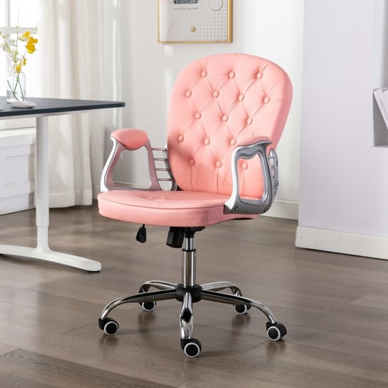 vidaXL Obrotowe krzesło biurowe, różowe, sztuczna skóra vidaXL