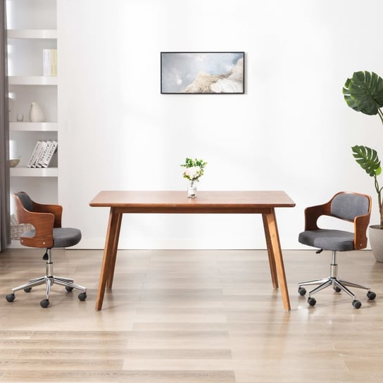 vidaXL Obrotowe krzesło biurowe, szare, gięte drewno i tkanina vidaXL