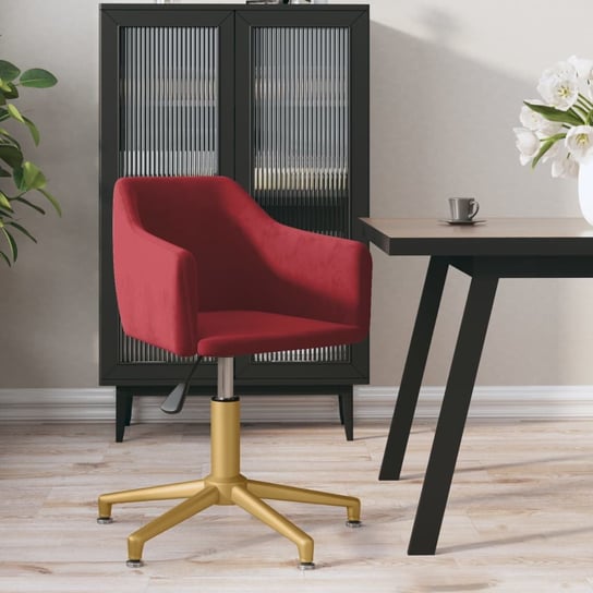 vidaXL Obrotowe krzesło biurowe, winna czerwień, obite aksamitem vidaXL