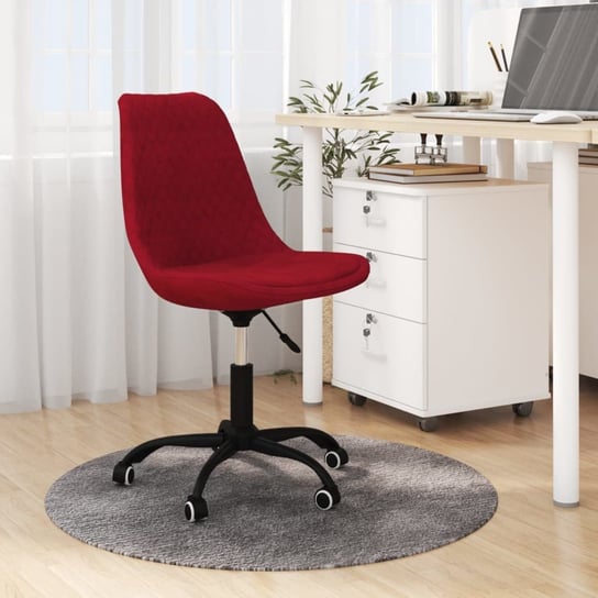 Vidaxl obrotowe krzesło biurowe, winna czerwień, obite tkaniną vidaXL