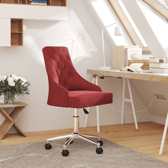vidaXL Obrotowe krzesło biurowe, winna czerwień, tapicerowane tkaniną vidaXL