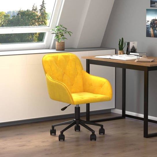 Vidaxl obrotowe krzesło biurowe, żółte, tapicerowane aksamitem vidaXL