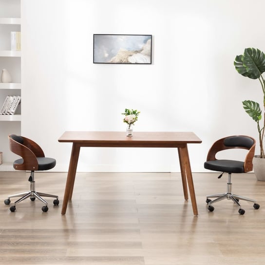 VidaXL Obrotowe krzesło stołowe, białe, gięte drewno i sztuczna skóra vidaXL