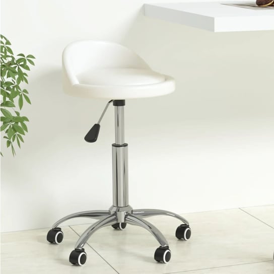 vidaXL Obrotowe krzesło stołowe, białe, obite sztuczną skórą vidaXL
