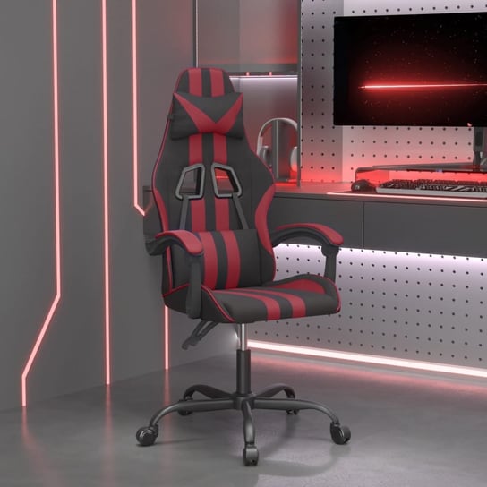 vidaXL Obrotowy fotel gamingowy, czarno-bordowy, sztuczna skóra vidaXL