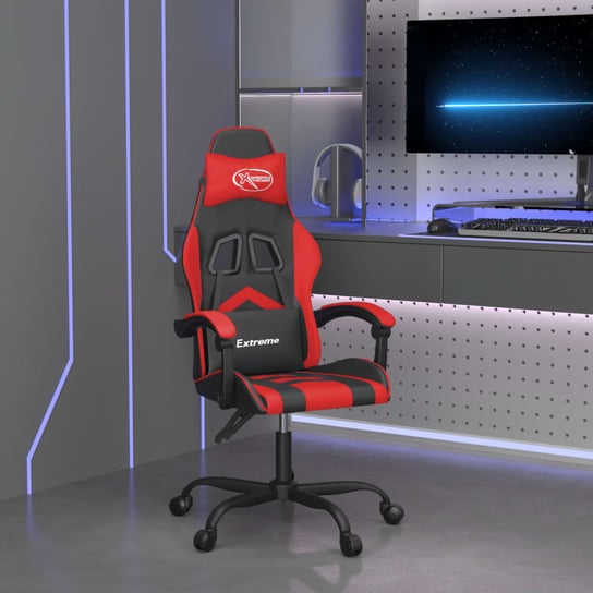 vidaXL Obrotowy fotel gamingowy, czarno-czerwony, sztuczna skóra vidaXL