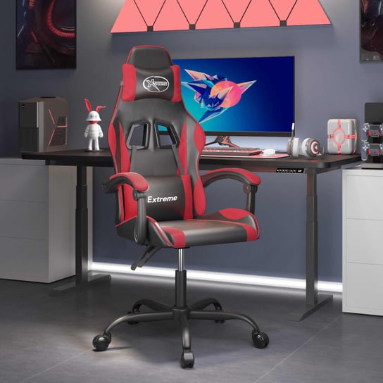 Vidaxl obrotowy fotel gamingowy, czarno-czerwony, sztuczna skóra vidaXL