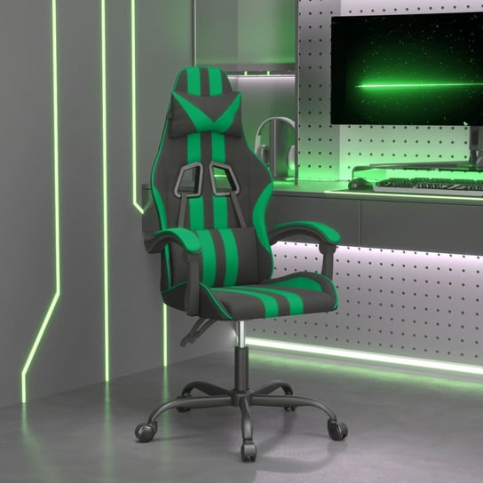 vidaXL Obrotowy fotel gamingowy, czarno-zielony, sztuczna skóra vidaXL