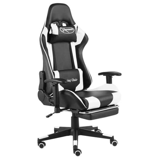 vidaXL Obrotowy fotel gamingowy z podnóżkiem, biały, PVC vidaXL