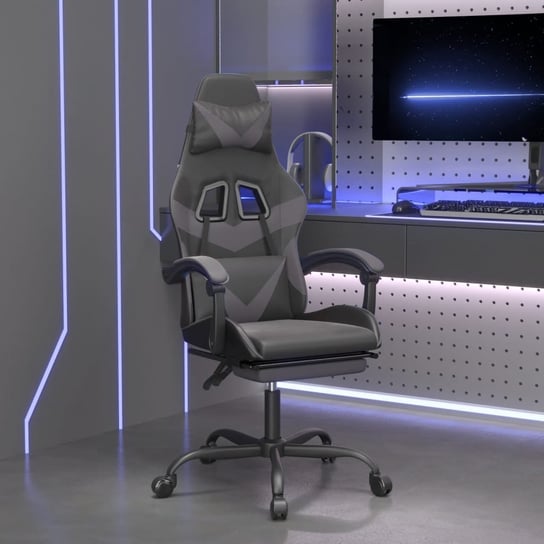 Vidaxl obrotowy fotel gamingowy z podnóżkiem, czarno-szary vidaXL