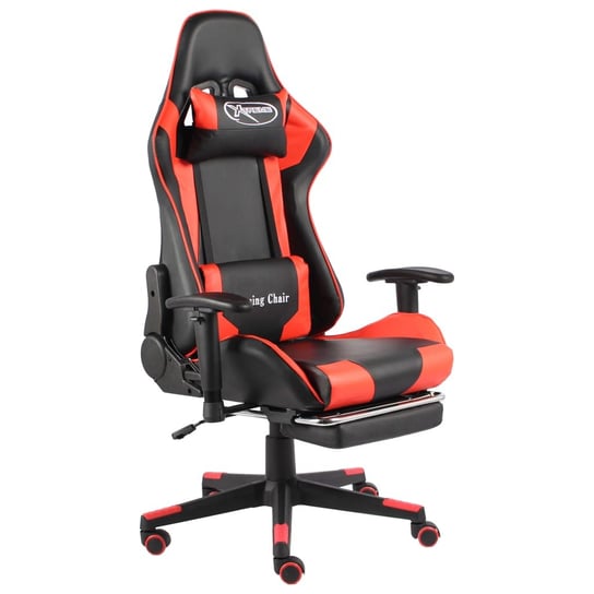 vidaXL Obrotowy fotel gamingowy z podnóżkiem, czerwony, PVC vidaXL