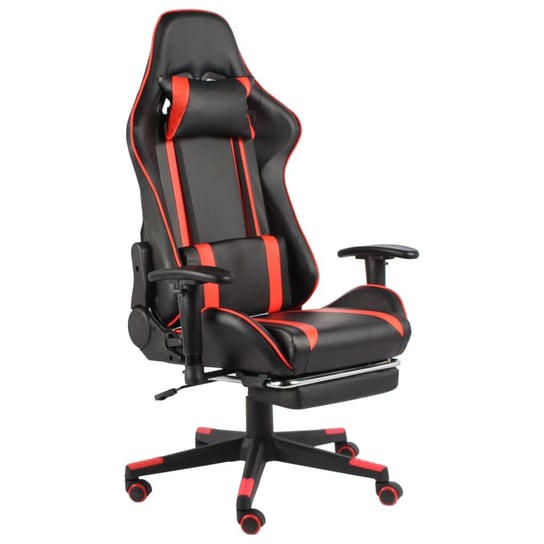 vidaXL Obrotowy fotel gamingowy z podnóżkiem, czerwony, PVC vidaXL