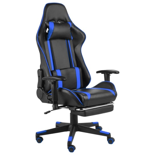 vidaXL Obrotowy fotel gamingowy z podnóżkiem, niebieski, PVC vidaXL