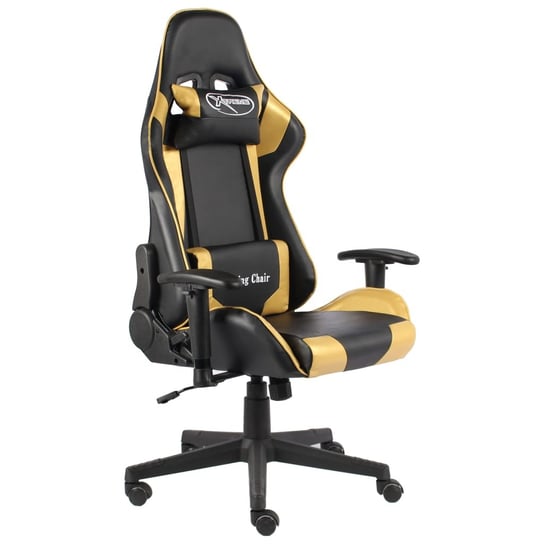 vidaXL Obrotowy fotel gamingowy, złoty, PVC vidaXL
