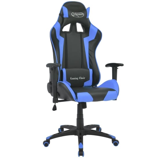 vidaXL Odchylane krzesło biurowe, sportowe, sztuczna skóra, niebieskie vidaXL