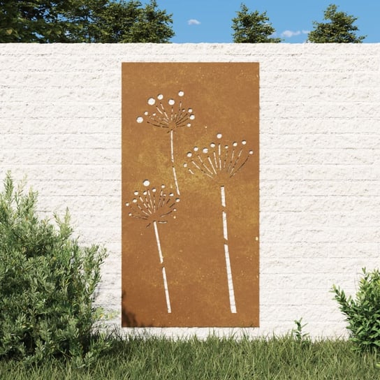 vidaXL Ogrodowa dekoracja ścienna, 105x55 cm, stal kortenowska, kwiaty vidaXL