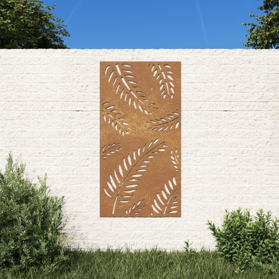 vidaXL Ogrodowa dekoracja ścienna, 105x55 cm, stal kortenowska, liście vidaXL