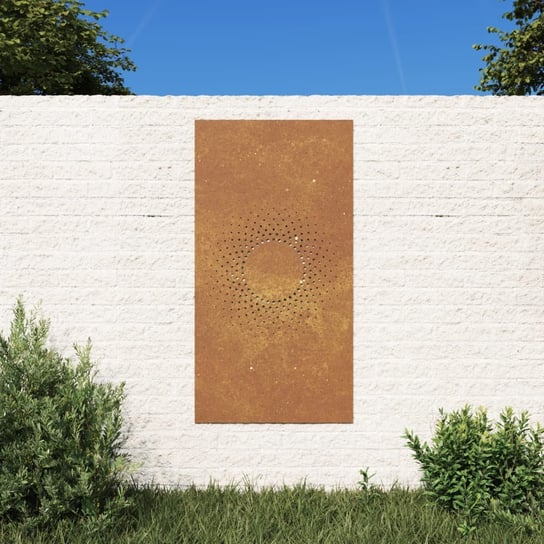 vidaXL Ogrodowa dekoracja ścienna, 105x55 cm, stal kortenowska, słońce vidaXL
