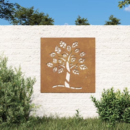 vidaXL Ogrodowa dekoracja ścienna, 55x55 cm, stal kortenowska, drzewo vidaXL