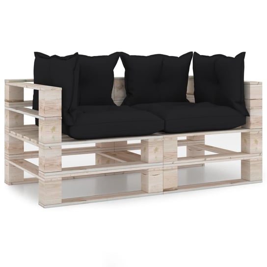 vidaXL Ogrodowa sofa 2-os. z palet, z poduszkami, drewno sosnowe vidaXL