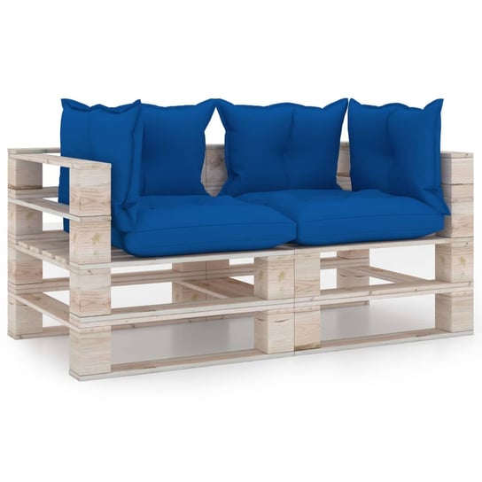 vidaXL Ogrodowa sofa 2-os. z palet, z poduszkami, drewno sosnowe vidaXL