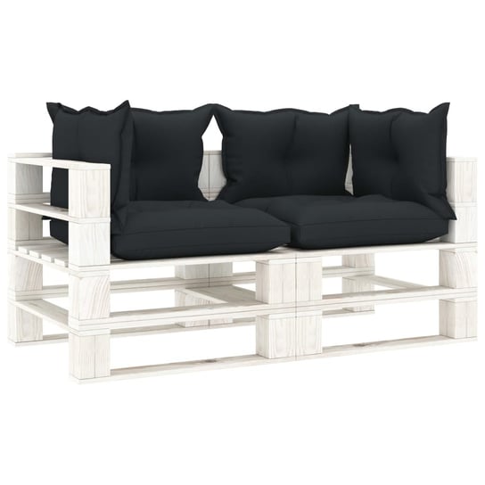 vidaXL Ogrodowa sofa 2-osobowa z palet, antracytowe poduszki, drewno vidaXL