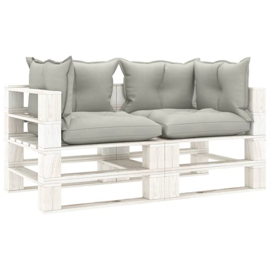 vidaXL Ogrodowa sofa 2-osobowa z palet, z poduszkami taupe, drewniana vidaXL