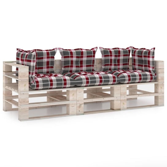 vidaXL Ogrodowa sofa 3-os. z palet, z poduszkami, drewno sosnowe vidaXL
