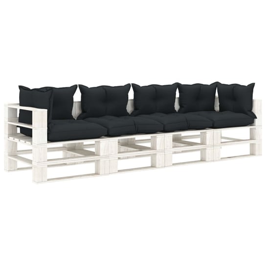 vidaXL Ogrodowa sofa 4-osobowa z palet, antracytowe poduszki, drewno vidaXL