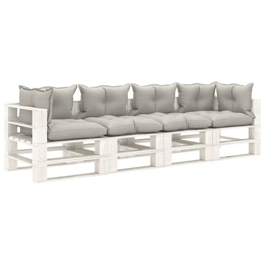 vidaXL Ogrodowa sofa 4-osobowa z palet, z poduszkami taupe, drewniana vidaXL