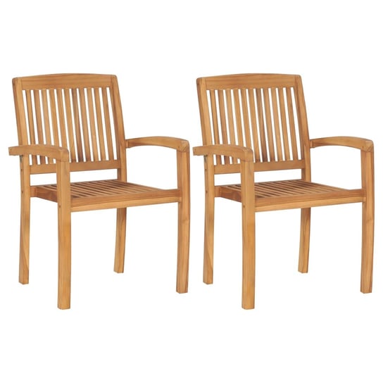 vidaXL Ogrodowe krzesła sztaplowane, 2 szt., lite drewno tekowe vidaXL