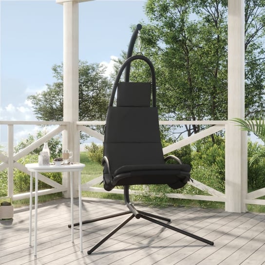 vidaXL Ogrodowe krzesło wiszące, poduszka, ciemnoszare, tkanina i stal vidaXL