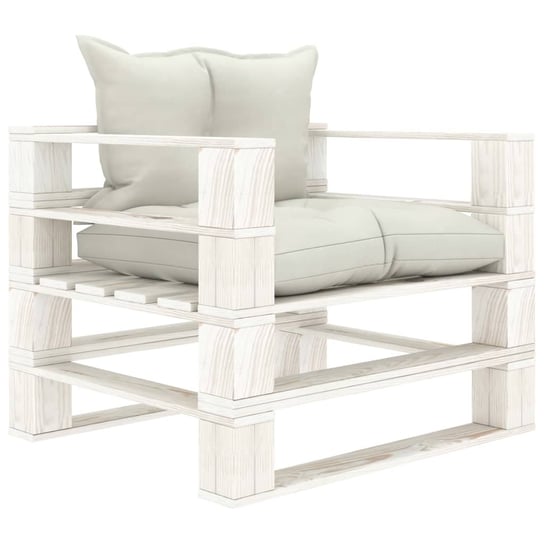 vidaXL Ogrodowe siedzisko z palet, z beżowymi poduszkami, drewniane vidaXL