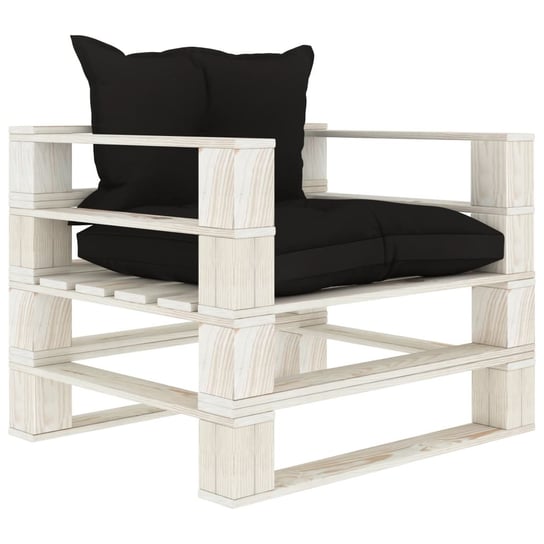 vidaXL Ogrodowe siedzisko z palet z czarnymi poduszkami, drewniane vidaXL
