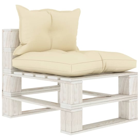 vidaXL Ogrodowe siedzisko z palet, z kremowymi poduszkami, drewniane vidaXL