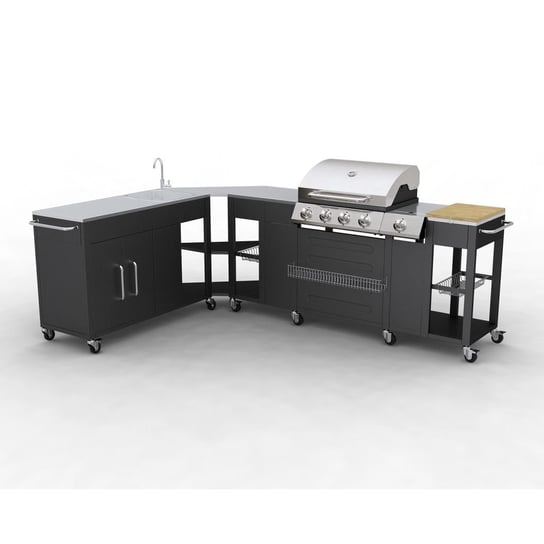 vidaXL, Ogrodowy grill gazowy z półką i stolikiem 8718475844341 vidaXL